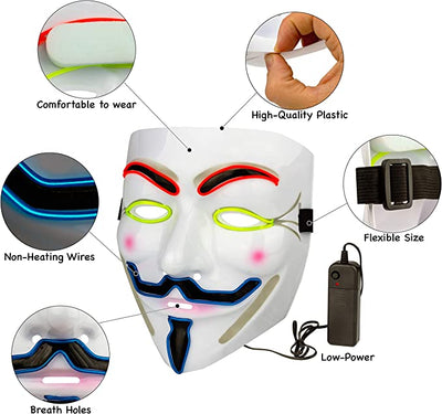 Light up Anonymous Mask - Multicolour