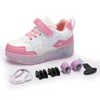 White/Pink Roller Light up Rechargeable Shoes