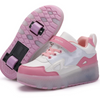 White/Pink Roller Light up Rechargeable Shoes