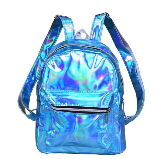 holographic mini backpack uk Blue Shiny Backpack Festival Accessories