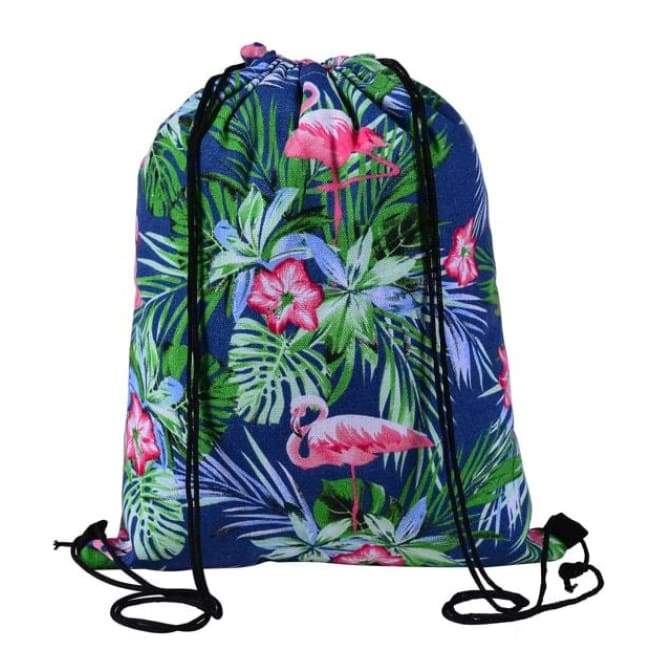 Bags - Floral Blue Drawstring Bag