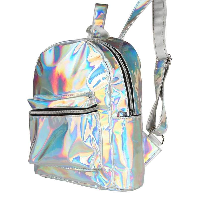 holographic mini backpack uk Silver Shiny Backpack Festival Accessories