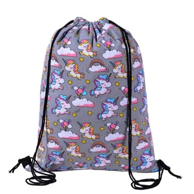Bags - Unicorn Grey Drawstring Bag