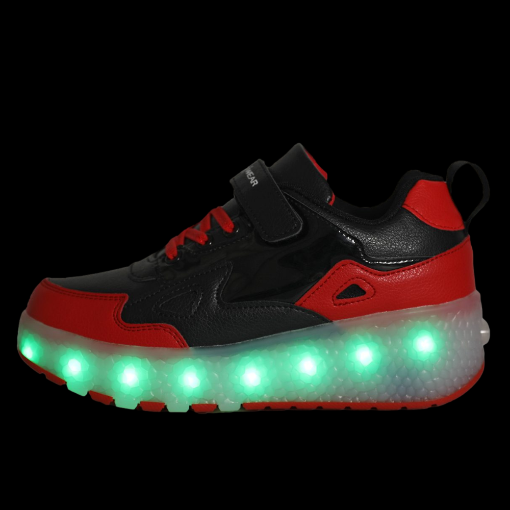 Black/Red Roller Light up Rechargeable Shoes