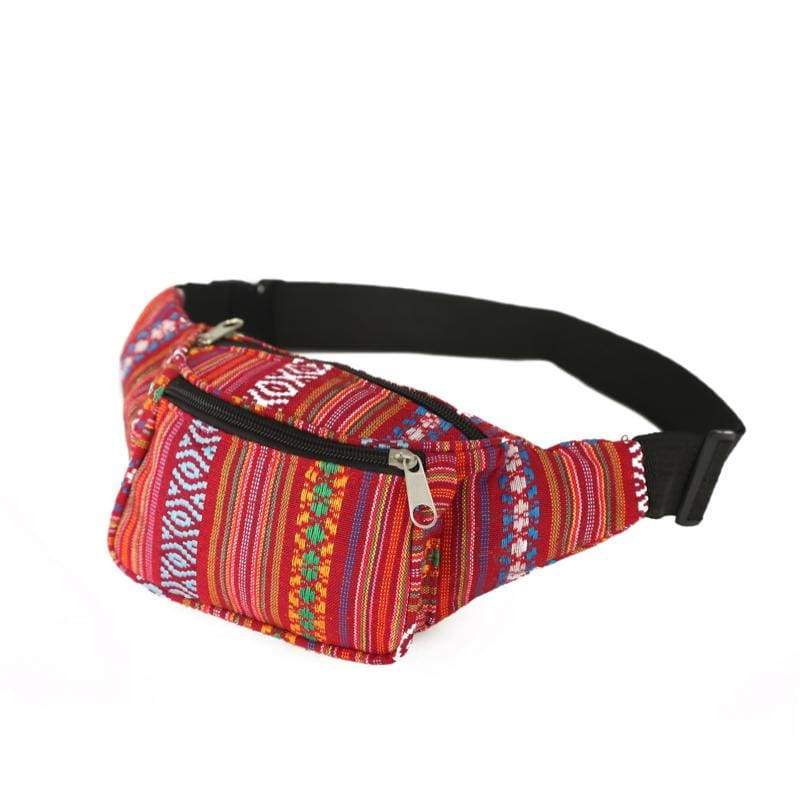 BUMBAG - Red Mix Canvas Bumbag
