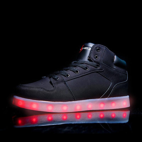 Flash Wear Black Light up Trainers in High Top UK Brand