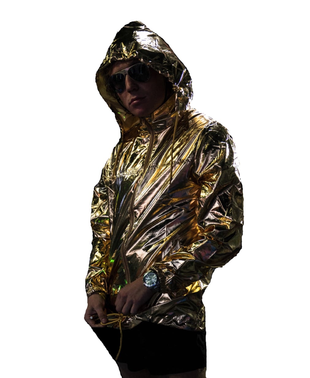 Gold Holographic Waterproof Jacket - Main Image