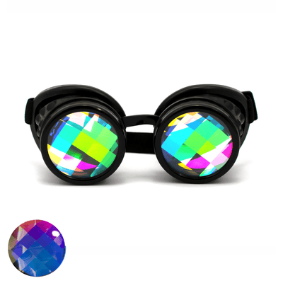 Kaleidoscope Goggles - Flashez Black Kaleidoscope Steampunk Goggles