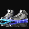 LED Shoes - Flashez - Silver High Top LED Trainers