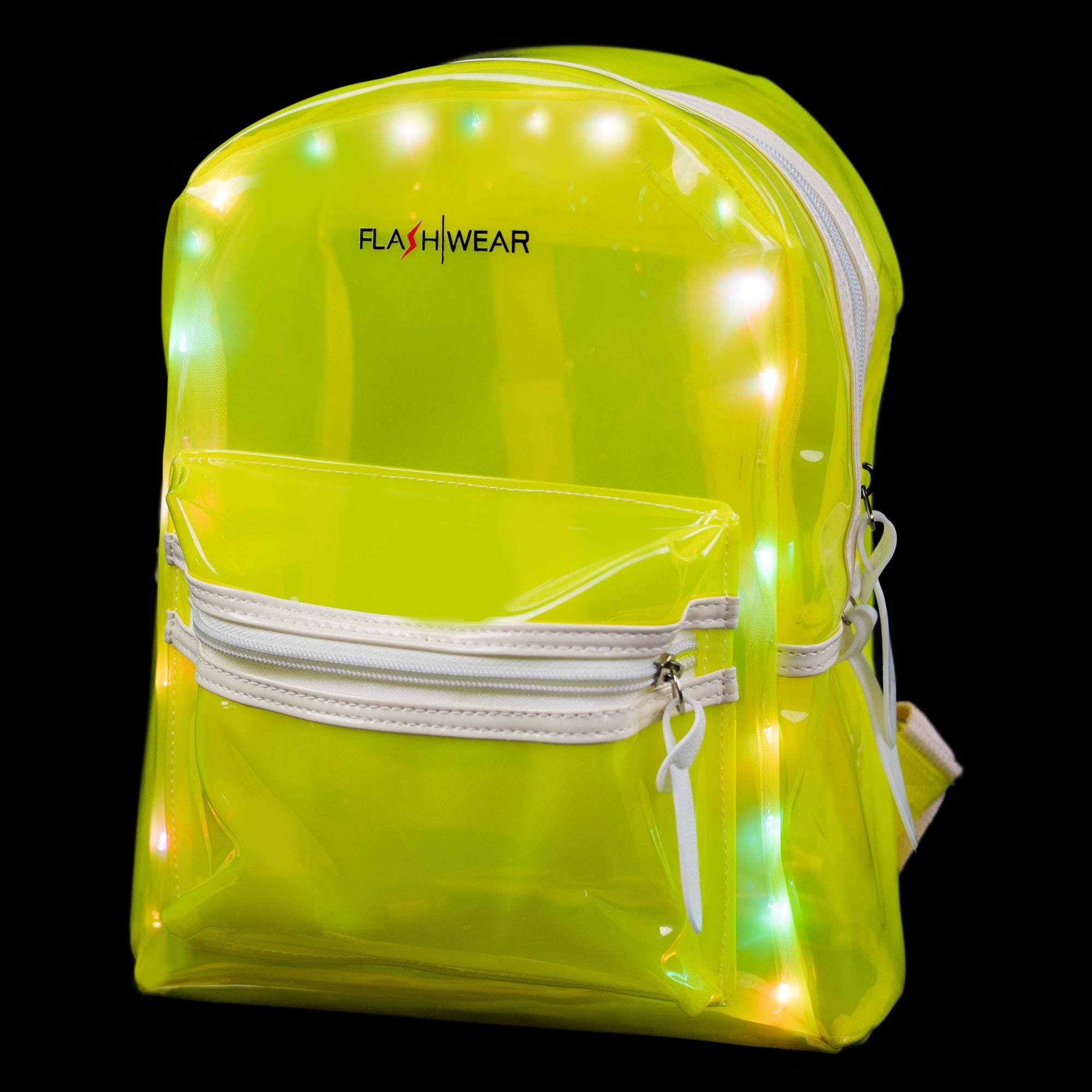 green clear light up mini backpack Lime Green Light up Bag - Clear Backpack | Latest Craze
