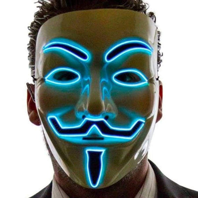 Masks - Light Up Anonymous Mask - Blue