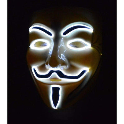 Masks - Light Up Anonymous Mask - White