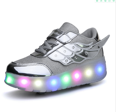 Silver Roller Light up Rechargeable Shoes