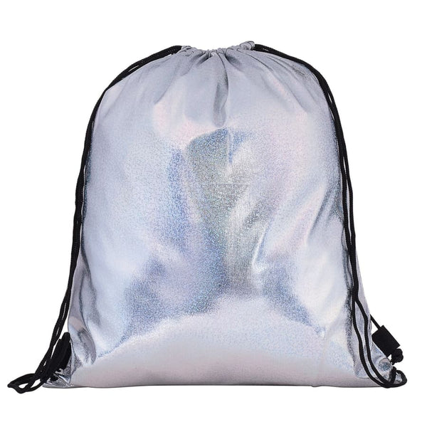 Silver Metallic Drawstring Backpack Silver Drawstring Bag