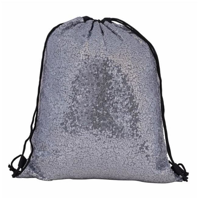 Silver Sequin Drawstring Bag - Bags