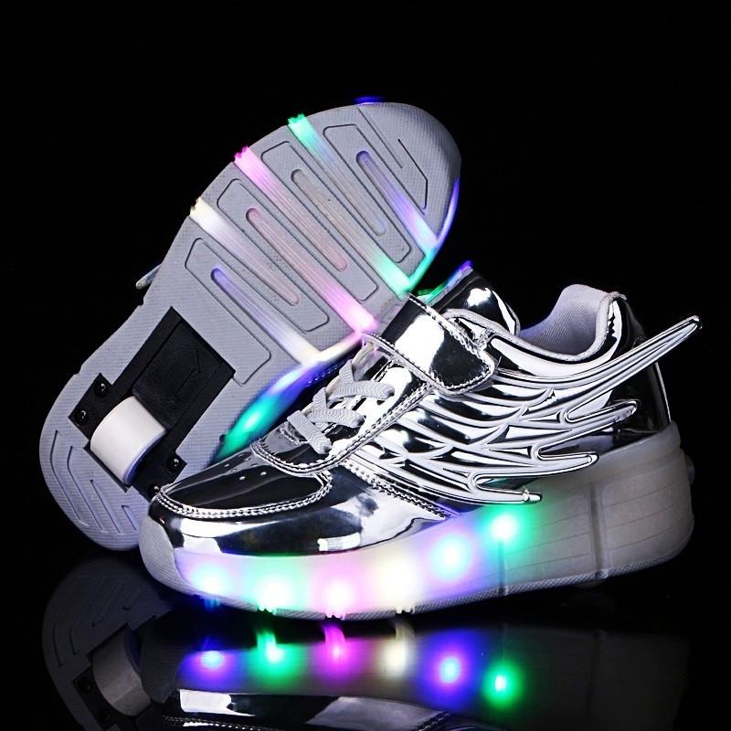 Silver Roller Light up Rechargeable Shoes - Main Image