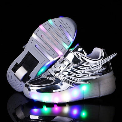 Silver Roller Light up Rechargeable Shoes